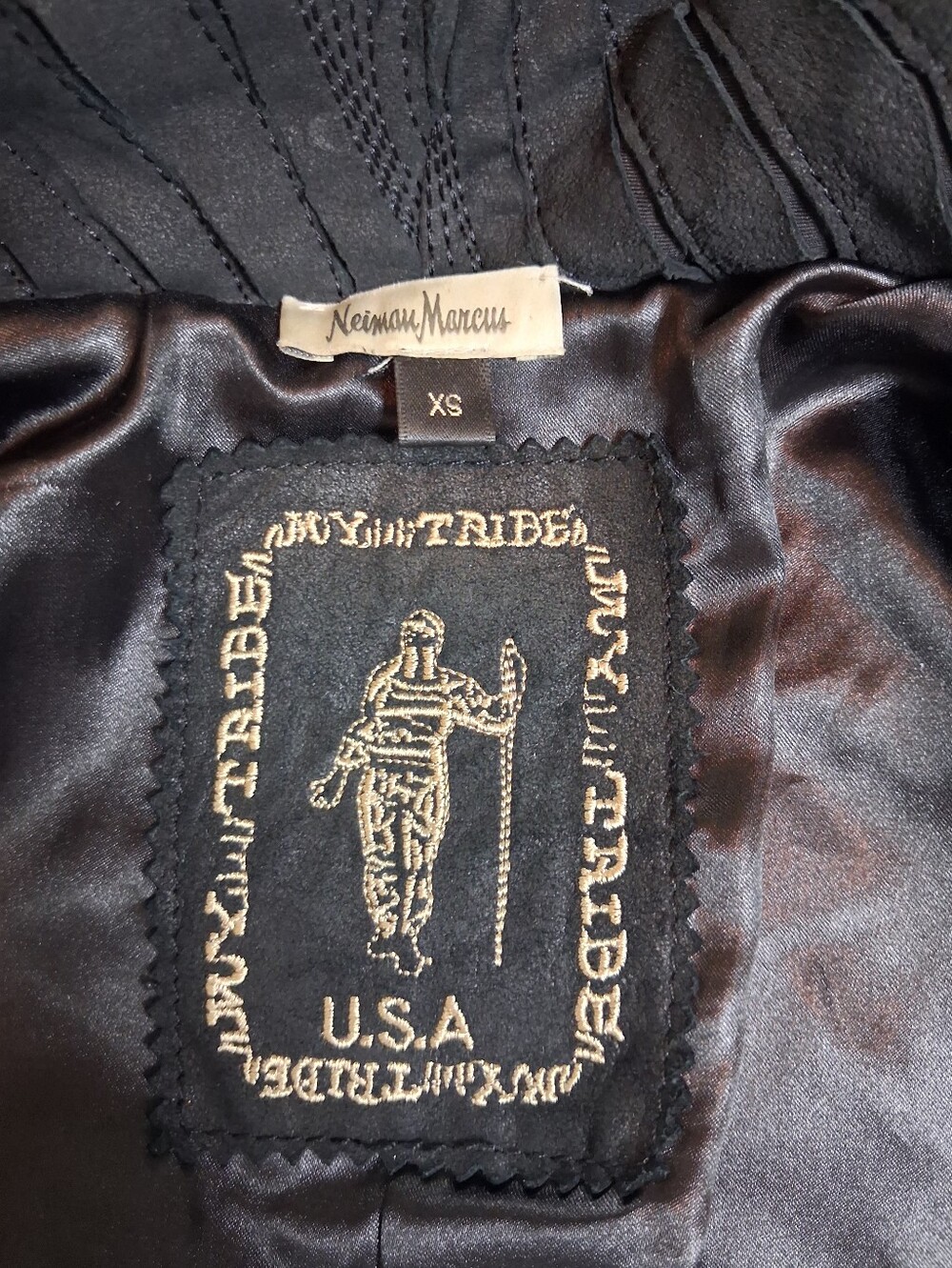 My Tribe Womens Black Leather Moto Jacket Shawl Collar Size XS - Picture 2 of 16